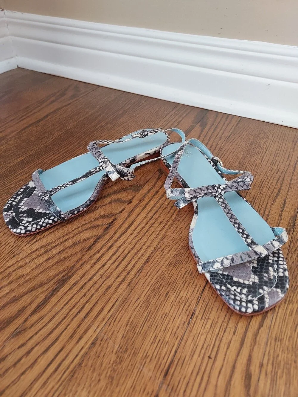Frances Valentine Lily Snake Print Sandals 7